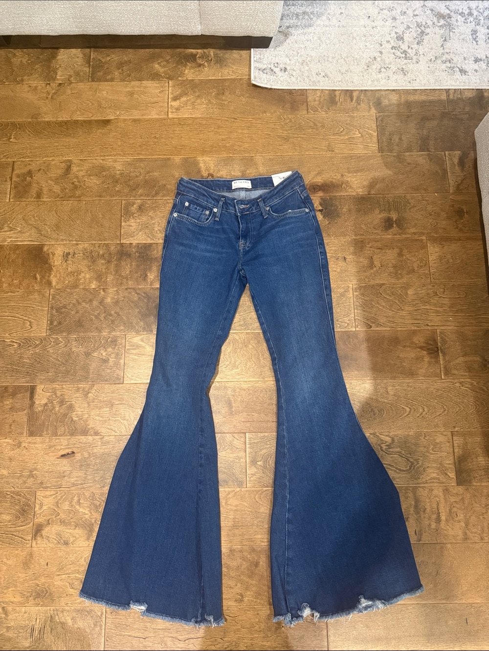 We The Free Raw-Hem Deep Blue Flare Jeans